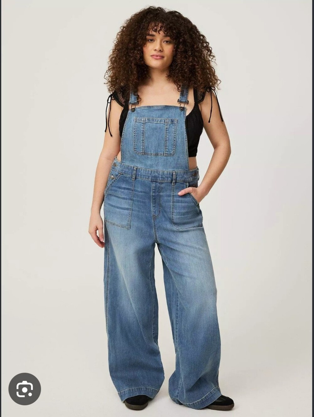 torrid Light Blue Wide-Leg Denim Overalls